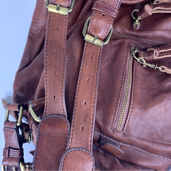 Jesslyn Blake - Anthropologie Large Brown Pebbled Leather Shoulder Bag 17x9x6 - Picture 11 of 15